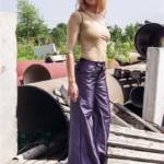 Purple Cordon Shiny Nylon pants and Buffalo Tower boots on Techno Girl Nadine
