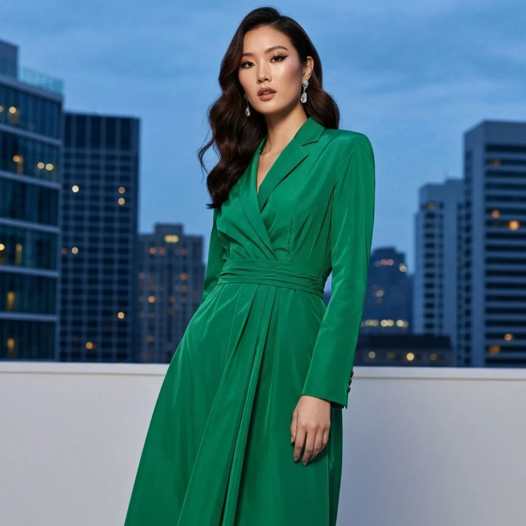 Model in elegant shiny nylon fashion portrait
