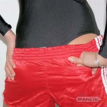 Nicole – Red Adidas Satin Shorts