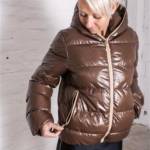 Brown PVC Downjacket - full hood closure