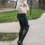 Fur jacket and Pleaser over-knee boots