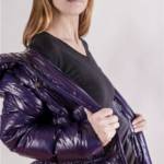 Shiny downcoat, shiny spandex leggings