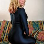 Black spandex catsuit girl