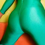 green spandex catsuit backside view